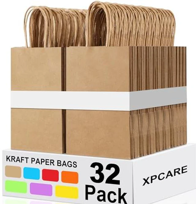 Alt view image 5 of 6 - Brown Paper Bags with Handles, 100Pcs 5.25x3.25x8.25'' Kraft Bags