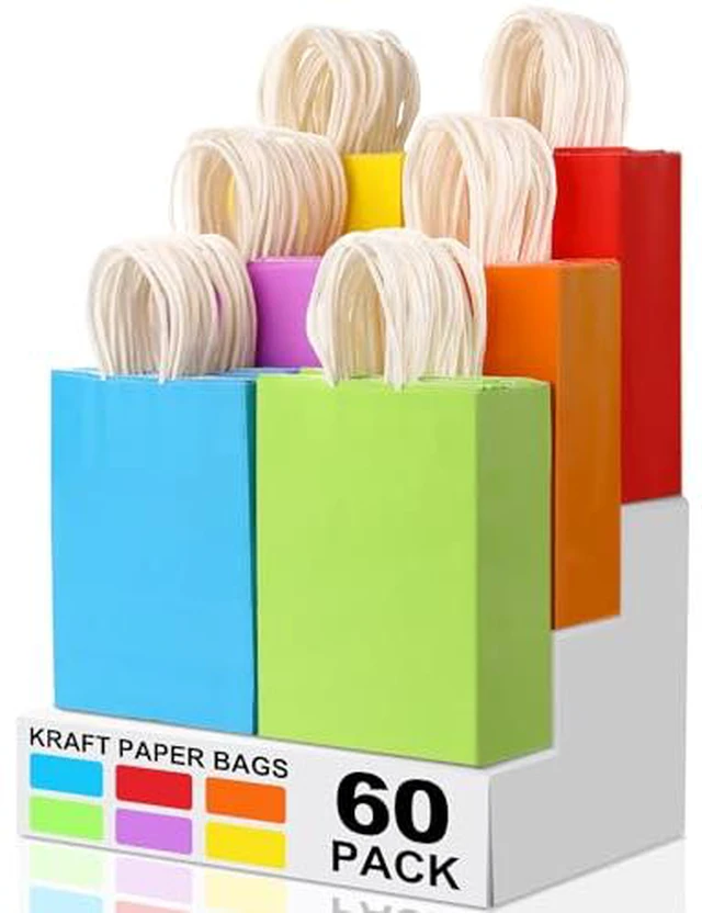 Alt view image 6 of 6 - Brown Paper Bags with Handles, 100Pcs 5.25x3.25x8.25'' Kraft Bags