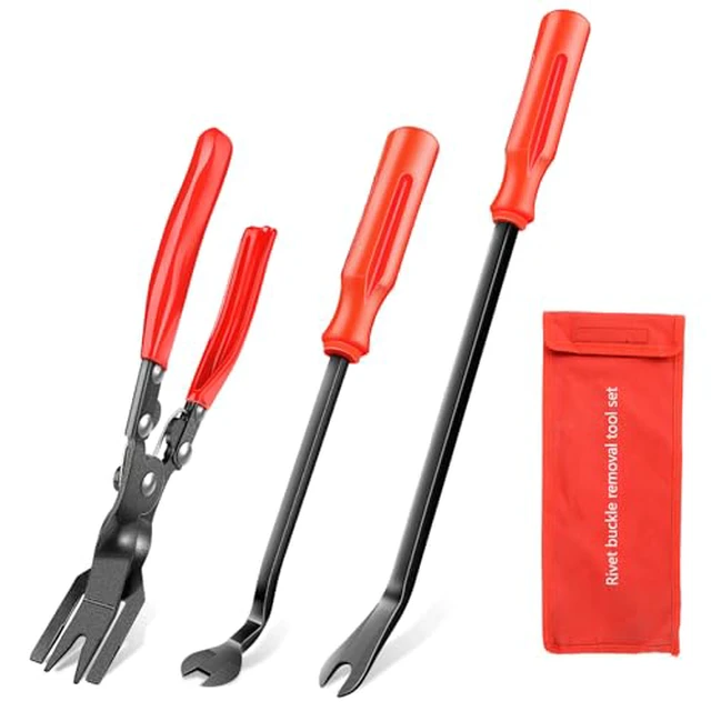 Alt view image 2 of 5 - 3 Pcs Clip Pliers Set & Fastener Remover - Auto Upholstery Combo Repair Kit with Storage Bag for Car Car Panel Dashboard