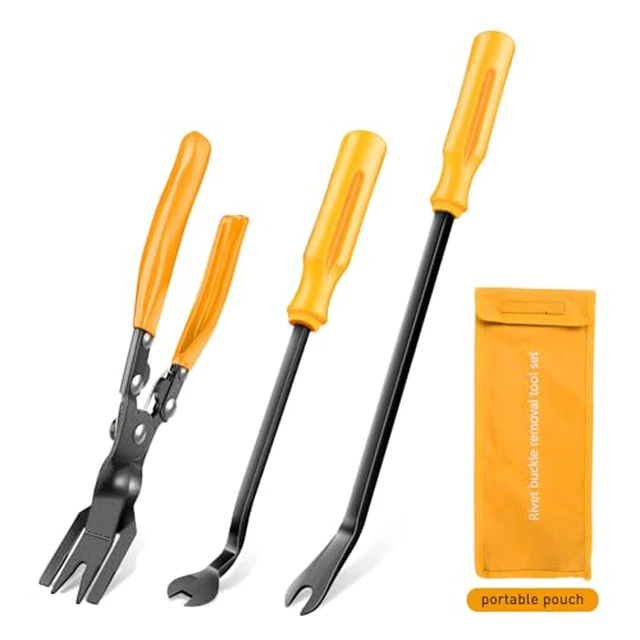Alt view image 4 of 5 - 3 Pcs Clip Pliers Set & Fastener Remover - Auto Upholstery Combo Repair Kit with Storage Bag for Car Car Panel Dashboard