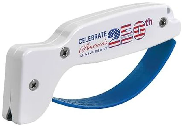 Alt view image 4 of 5 - Knife Sharpener, Ergonomic Comfortable Handle, Compact & Easy to Use, Restore and Hone Straight & Serrated Knives, White
