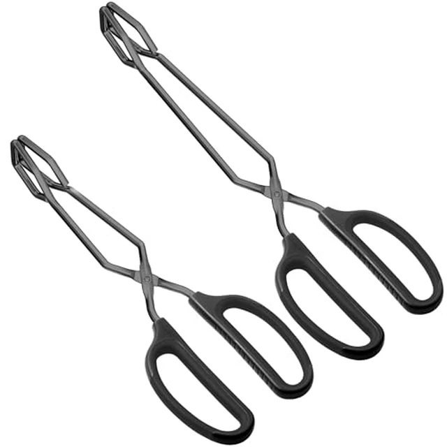 Alt view image 2 of 5 - Stainless Steel Kitchen Scissor Tongs 10" and 12" Set (Black)