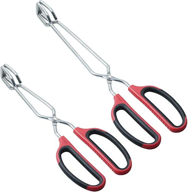 Alt view image 3 of 5 - Stainless Steel Kitchen Scissor Tongs 10" and 12" Set (Black)