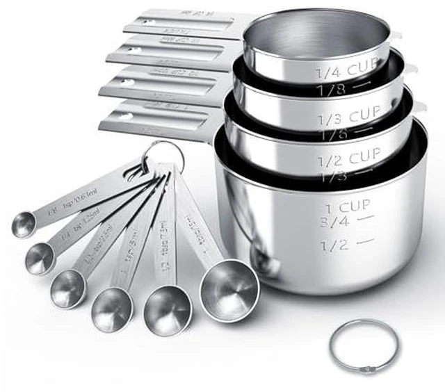 Alt view image 2 of 5 - Stainless Steel Measuring Cups & Spoons Set, Cups and Spoons