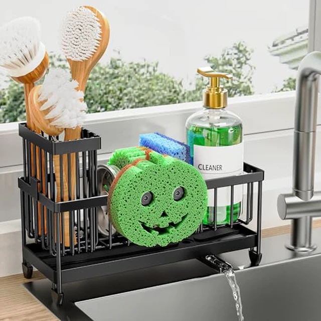 Alt view image 5 of 5 - Sponge Holder for Kitchen Sink, Sink Organizer with Brush Holder