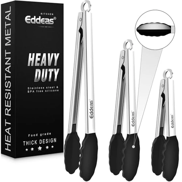 Alt view image 4 of 5 - Tongs For Cooking Up to 600 °F Metal Kitchen Tongs 3PCS 7,9,12 Inch