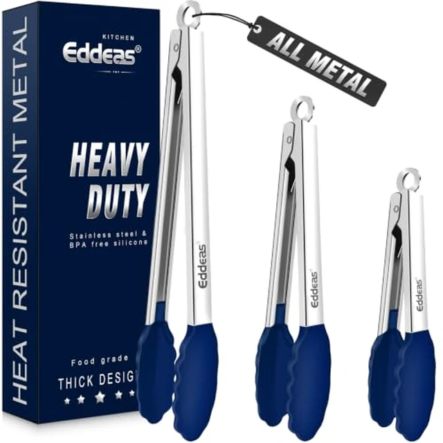 Alt view image 5 of 5 - Tongs For Cooking Up to 600 °F Metal Kitchen Tongs 3PCS 7,9,12 Inch