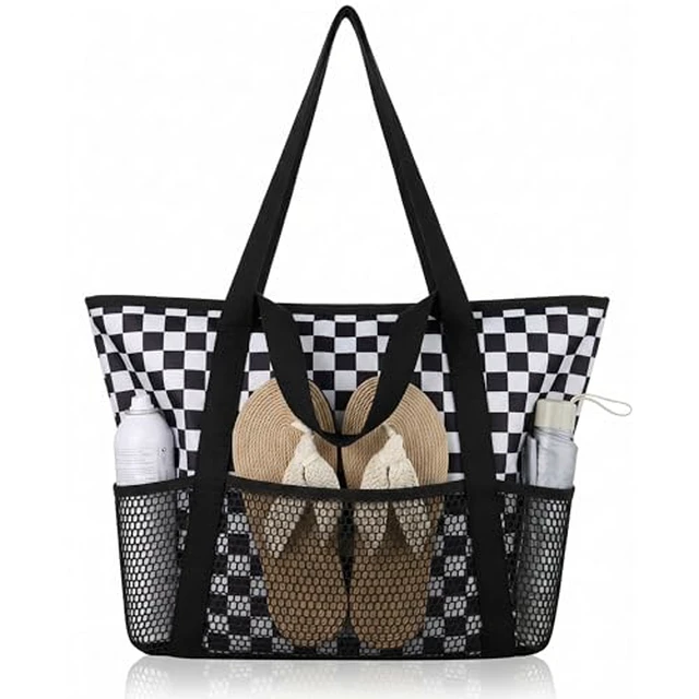 Alt view image 2 of 4 - Beach Bag Large Waterproof Sandproof Tote for Women with Zipper and Mesh Pockets