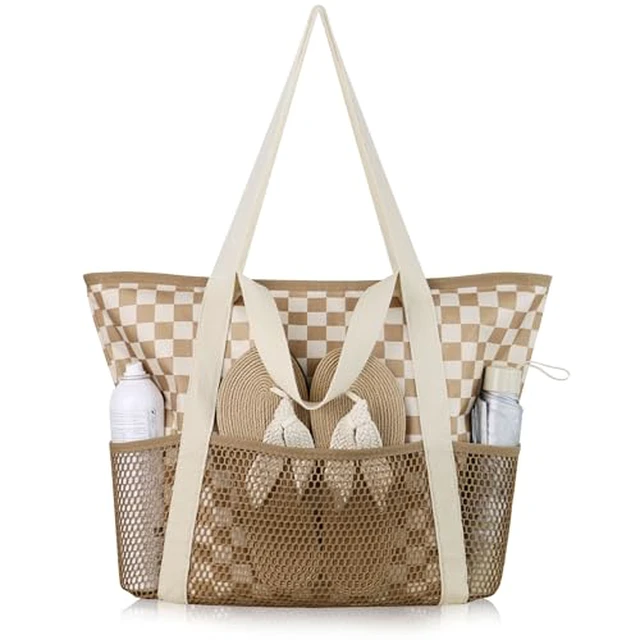 Alt view image 4 of 4 - Beach Bag Large Waterproof Sandproof Tote for Women with Zipper and Mesh Pockets