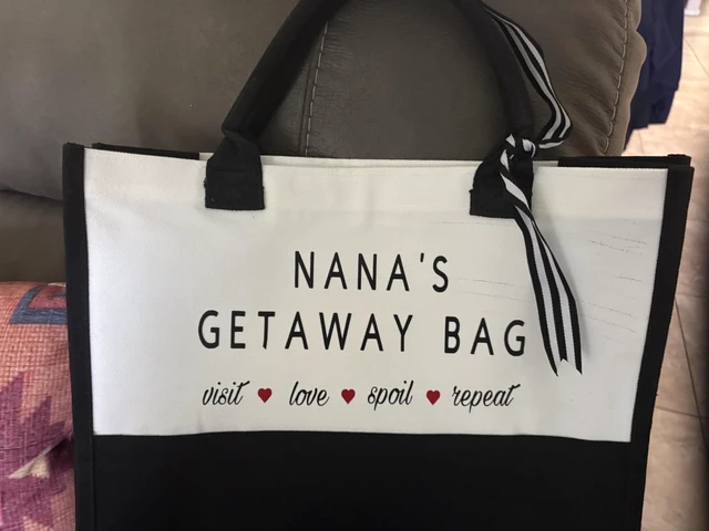 Alt view image 6 of 7 - Personalized Classic Canvas Tote Bag(Black and White), for Wedding, Birthday, Beach, Perfect Gifts for Women