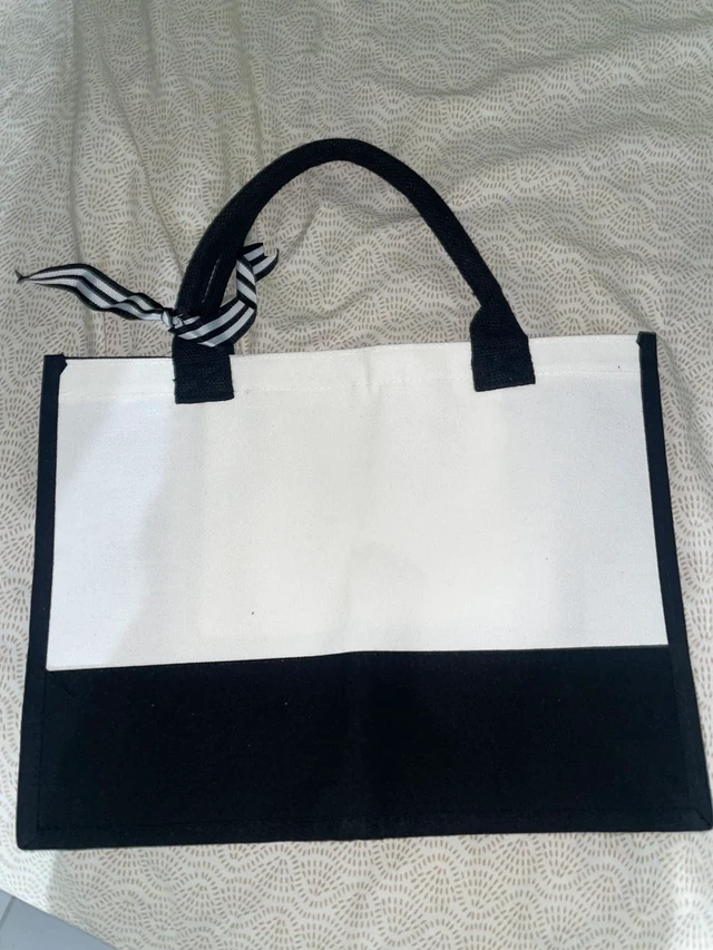 Alt view image 7 of 7 - Personalized Classic Canvas Tote Bag(Black and White), for Wedding, Birthday, Beach, Perfect Gifts for Women