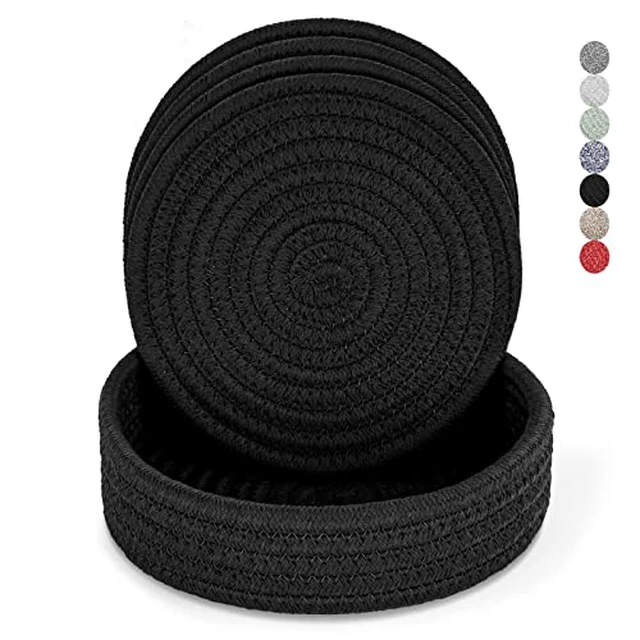 Alt view image 3 of 6 - Trivets for Hot Dishes, Pots and Pans, Hot Pads with Storage Basket, Pot Holders for Kitchen, Heat Resistant Mat Protect Counter Home Essentials, Farmhouse Decor (Mix Brown 5 PCS)