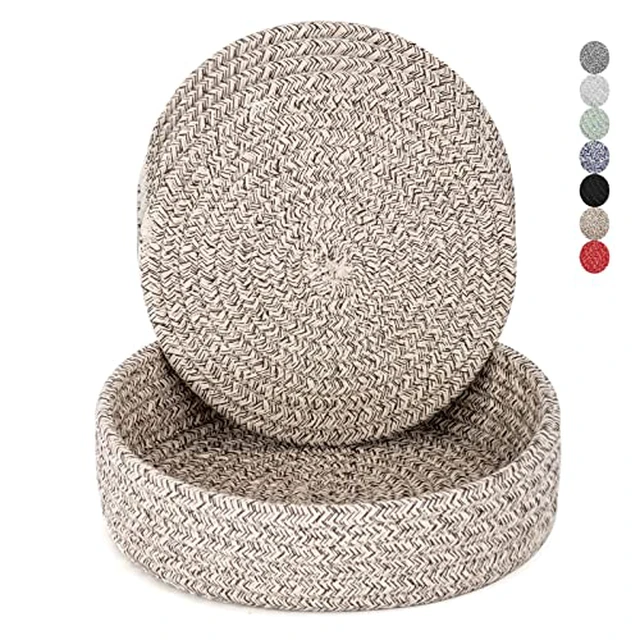 Alt view image 5 of 6 - Trivets for Hot Dishes, Pots and Pans, Hot Pads with Storage Basket, Pot Holders for Kitchen, Heat Resistant Mat Protect Counter Home Essentials, Farmhouse Decor (Mix Brown 5 PCS)