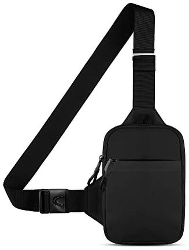 Alt view image 2 of 7 - Mini Crossbody Sling Bag - Water-Resistant Dual Pocket Chest Pack - Lightweight Fanny Pack for Running, Travel & Everyday Workout