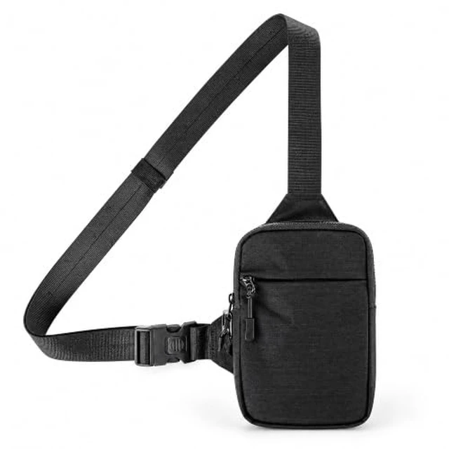 Alt view image 3 of 7 - Mini Crossbody Sling Bag - Water-Resistant Dual Pocket Chest Pack - Lightweight Fanny Pack for Running, Travel & Everyday Workout