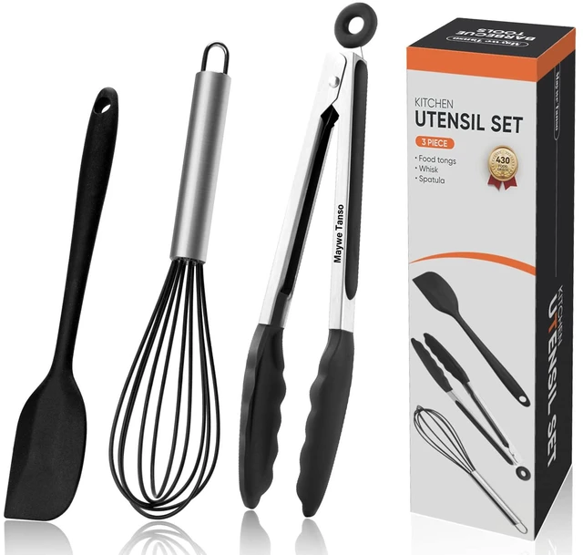 Main image of 3PCS Silicone Cooking Utensil Set,Non Stick Kitchen Tool, Black