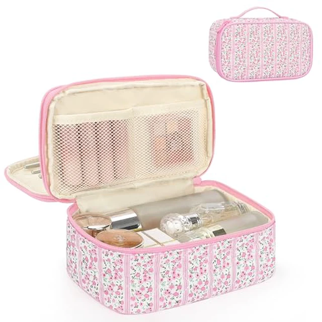 Alt view image 7 of 7 - Small Makeup Bag, 2 Layers Make Up Bag for Women Girls