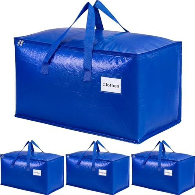 Alt view image 2 of 6 - 4 Pack Blue Moving Bags, 24 Gal Large Storage Totes for College