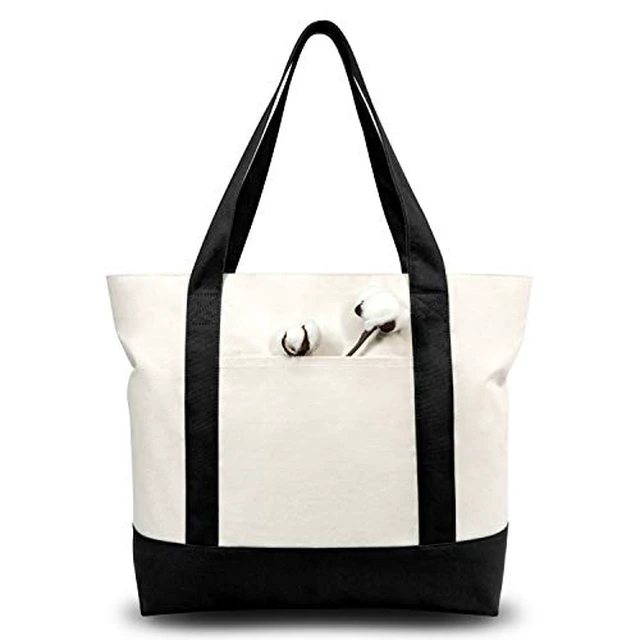 Alt view image 2 of 4 - Tote Bags with an External Pocket, Reusable Grocery Shopping Bags, Top Zipper Closure, Daily Essentials