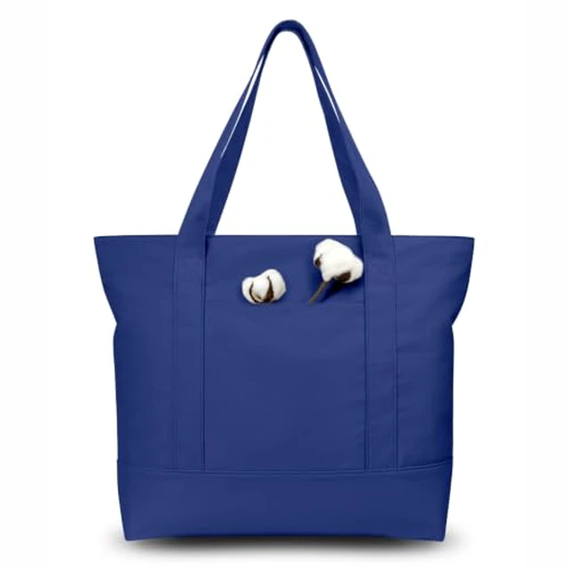 Alt view image 3 of 4 - Tote Bags with an External Pocket, Reusable Grocery Shopping Bags, Top Zipper Closure, Daily Essentials