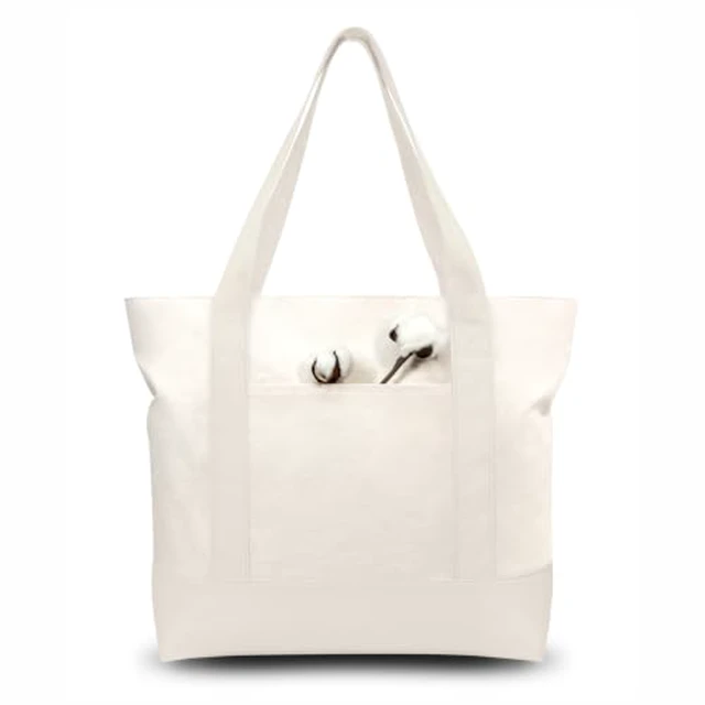 Alt view image 4 of 4 - Tote Bags with an External Pocket, Reusable Grocery Shopping Bags, Top Zipper Closure, Daily Essentials