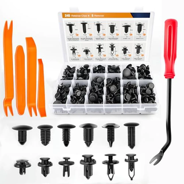 Alt view image 2 of 6 - 240PCS Bumper Retainer Clips Car Plastic Rivets Fasteners Push Retainer Kit 12 Popular Sizes Auto Push Pin Rivets Set -Door Trim Panel Fender Clips for GM Ford Toyota Honda Chrysler