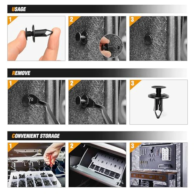 Alt view image 5 of 6 - 240PCS Bumper Retainer Clips Car Plastic Rivets Fasteners Push Retainer Kit 12 Popular Sizes Auto Push Pin Rivets Set -Door Trim Panel Fender Clips for GM Ford Toyota Honda Chrysler