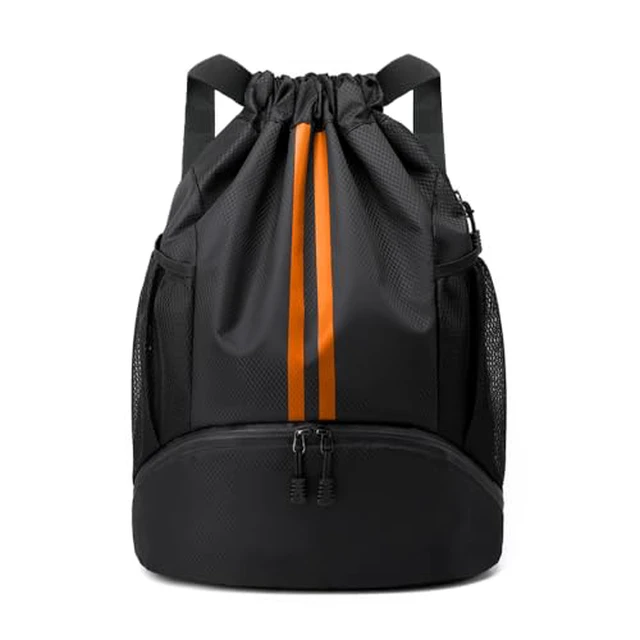 Alt view image 5 of 7 - Drawstring Backpack Gym Bag with Shoes Compartment, Black