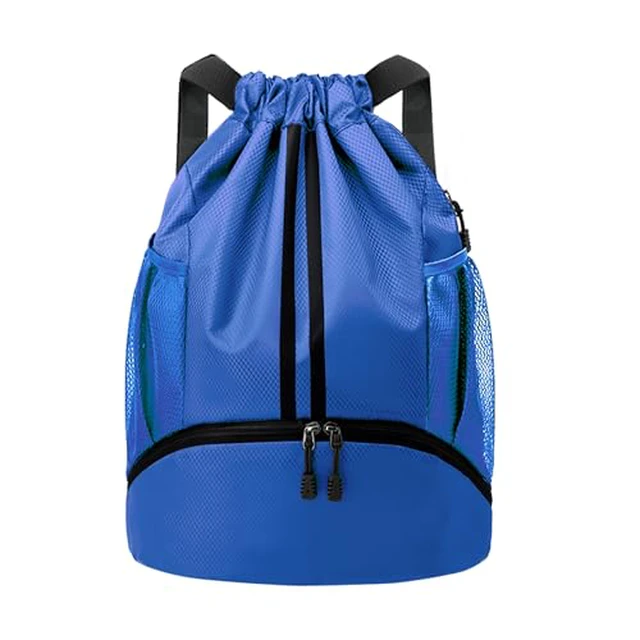 Alt view image 6 of 7 - Drawstring Backpack Gym Bag with Shoes Compartment, Black