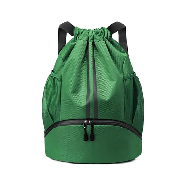 Alt view image 7 of 7 - Drawstring Backpack Gym Bag with Shoes Compartment, Black