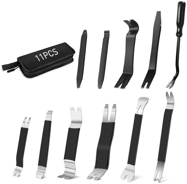 Main image of 11PCS Trim Removal Tool Kit, Metal & Nylon Pry Tools Set for Car Door Panel, Dashboard, Audio, Clips, Fastener Remover w/ Storage Box Black