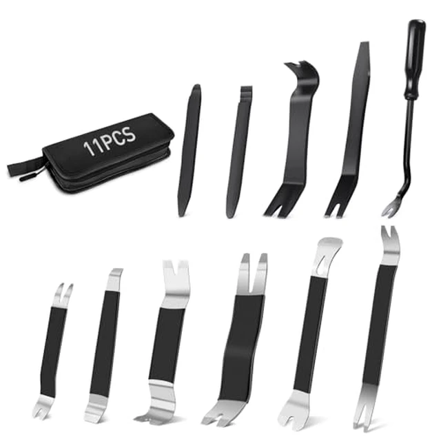 Alt view image 2 of 5 - 11PCS Trim Removal Tool Kit, Metal & Nylon Pry Tools Set for Car Door Panel, Dashboard, Audio, Clips, Fastener Remover w/ Storage Box Black