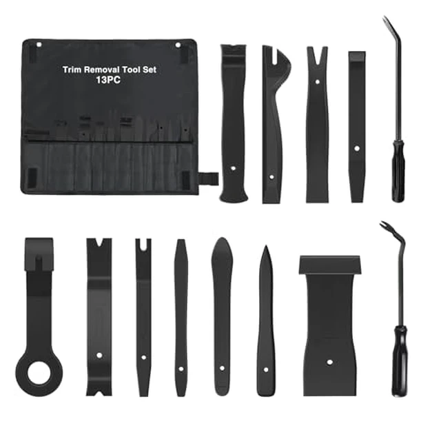 Alt view image 3 of 5 - 11PCS Trim Removal Tool Kit, Metal & Nylon Pry Tools Set for Car Door Panel, Dashboard, Audio, Clips, Fastener Remover w/ Storage Box Black