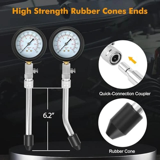 Alt view image 4 of 6 - HW0130 8pcs Petrol Engine Cylinder Compression Tester Kit Automotive Tool Gauge