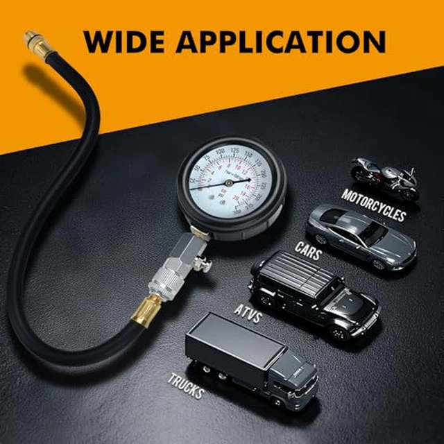 Alt view image 6 of 6 - HW0130 8pcs Petrol Engine Cylinder Compression Tester Kit Automotive Tool Gauge