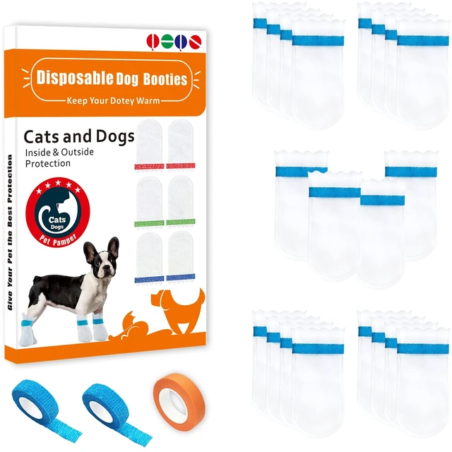 Main image of 20 Disposable Dog Boots, Disposable Waterproof Dog Boots, Disposable dustproof Dog Shoes, with 3 Rolls of Adjustable self-Adhesive Bandages for Enhanced Adhesion(Medium)