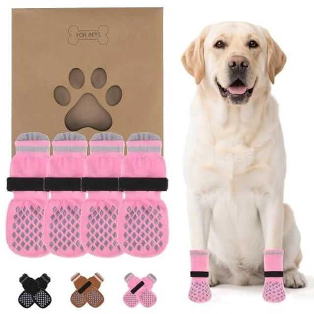 Alt view image 2 of 4 - Anti Slip Dog Socks Shoes for Hot Pavement to Prevent Licking Paws Scratching, Pet Boots & Paw Protector for Hardwood Floors, Dog Grip Booties for Small Medium Large Senior Dogs, Khaki XL