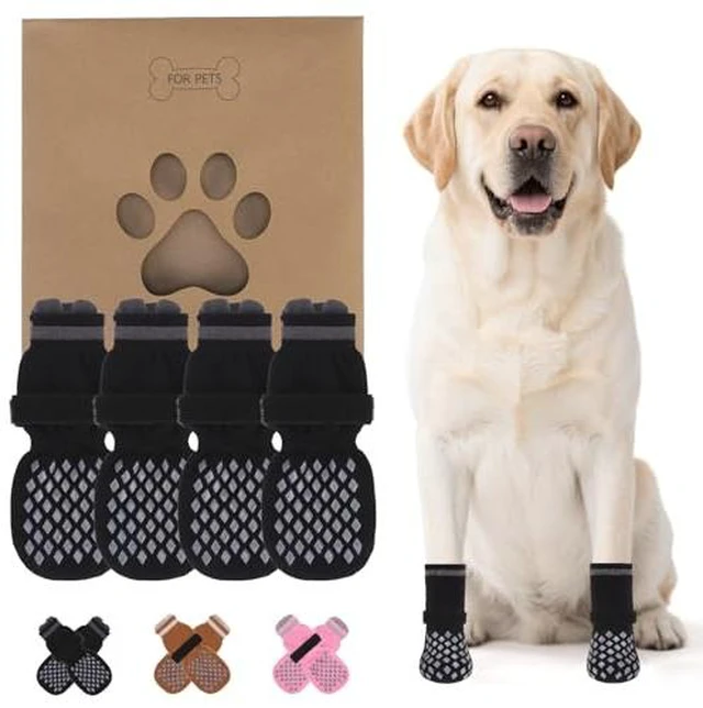 Alt view image 4 of 4 - Anti Slip Dog Socks Shoes for Hot Pavement to Prevent Licking Paws Scratching, Pet Boots & Paw Protector for Hardwood Floors, Dog Grip Booties for Small Medium Large Senior Dogs, Khaki XL