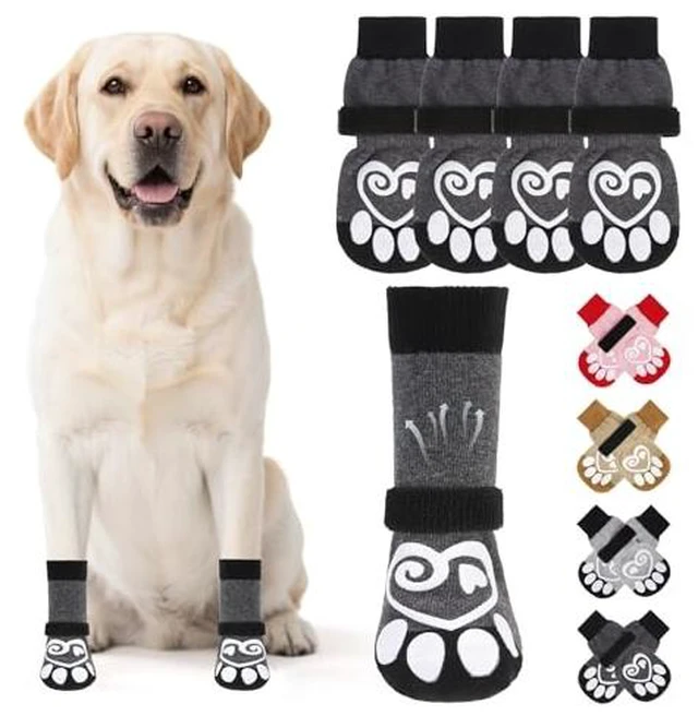Alt view image 3 of 4 - Anti Slip Dog Socks Shoes for Hot Pavement to Prevent Licking Paws Scratching, Pet Boots & Paw Protector for Hardwood Floors, Dog Grip Booties for Small Medium Large Senior Dogs, Khaki XL