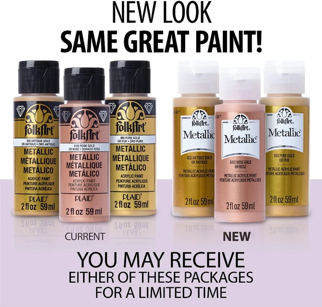 Alt view image 7 of 7 - FolkArt Metallic Acrylic Paint, Sashara Gold, 2oz, 577