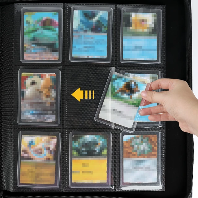 Alt view image 6 of 7 - Toploader Storage Binder 9 Pocket Ringless Side Loading, Fits 288 Standard 3"4" Hard Top Loaders, PU Fixed Page Zipper Card Album for TCG Sports Cards, Carton Black