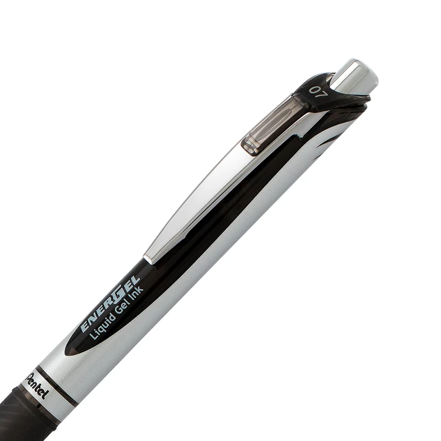 Alt view image 4 of 5 - Pentel EnerGel RTX Retractable Liquid Gel Pen, 0.7mm, Medium Line, Metal Tip, Black Ink, Pack of 2, BL77BP2A