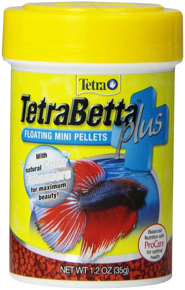 Main image of TetraBetta Plus Floating Mini Pellets Fish Food with Natural Color Enhancer, 1.2oz