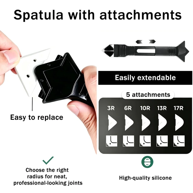 Alt view image 6 of 7 - 3-in-1 Silicone Caulking Tool, Stainless Steel Caulk Remover & Sealant Finishing Scraper