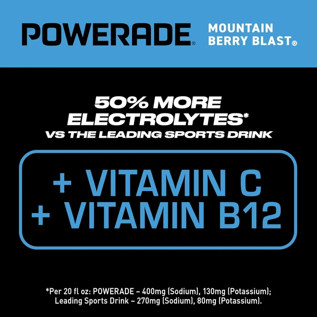 Alt view image 5 of 6 - POWERADE Mountain Berry Blast Electrolyte Drink, 20 Oz, 8 Pack