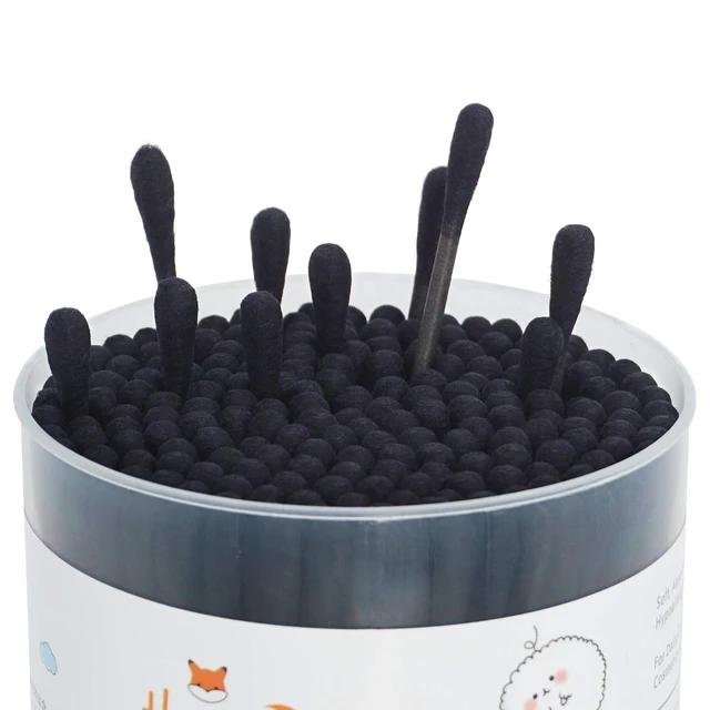 Alt view image 7 of 7 - Black Cotton Swabs Spiral, 200 Count, Organic Cotton Buds, Paper Stick, Soft, Gentle, Cruelty-Free, Lint-Free, Round & Spiral
