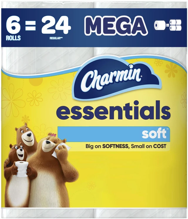 Main image of Charmin Essentials Soft Toilet Paper 6 Mega Rolls, 330 Sheets per Roll