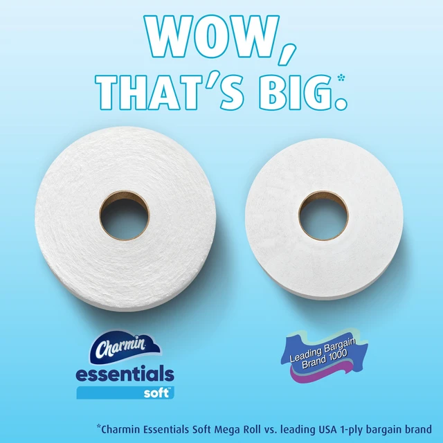 Alt view image 4 of 7 - Charmin Essentials Soft Toilet Paper 6 Mega Rolls, 330 Sheets per Roll