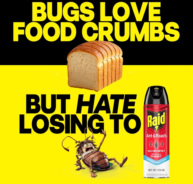 Alt view image 5 of 6 - Raid Ant & Roach Killer Spray, 17.5 oz, Kills for Weeks, Fresh Scent, for Listed Bugs