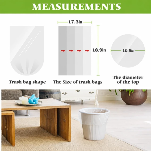Alt view image 4 of 7 - Teivio 3Gallon 120Counts Small Trash Bags, Clear Plastic Waste Basket Liners for Home Office Kitchen (10Liter)